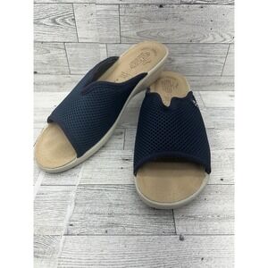 Fly Flot Sandals‎ Womens 7 US / 38 Navy Blue Open Toe Wedge Slides Knit